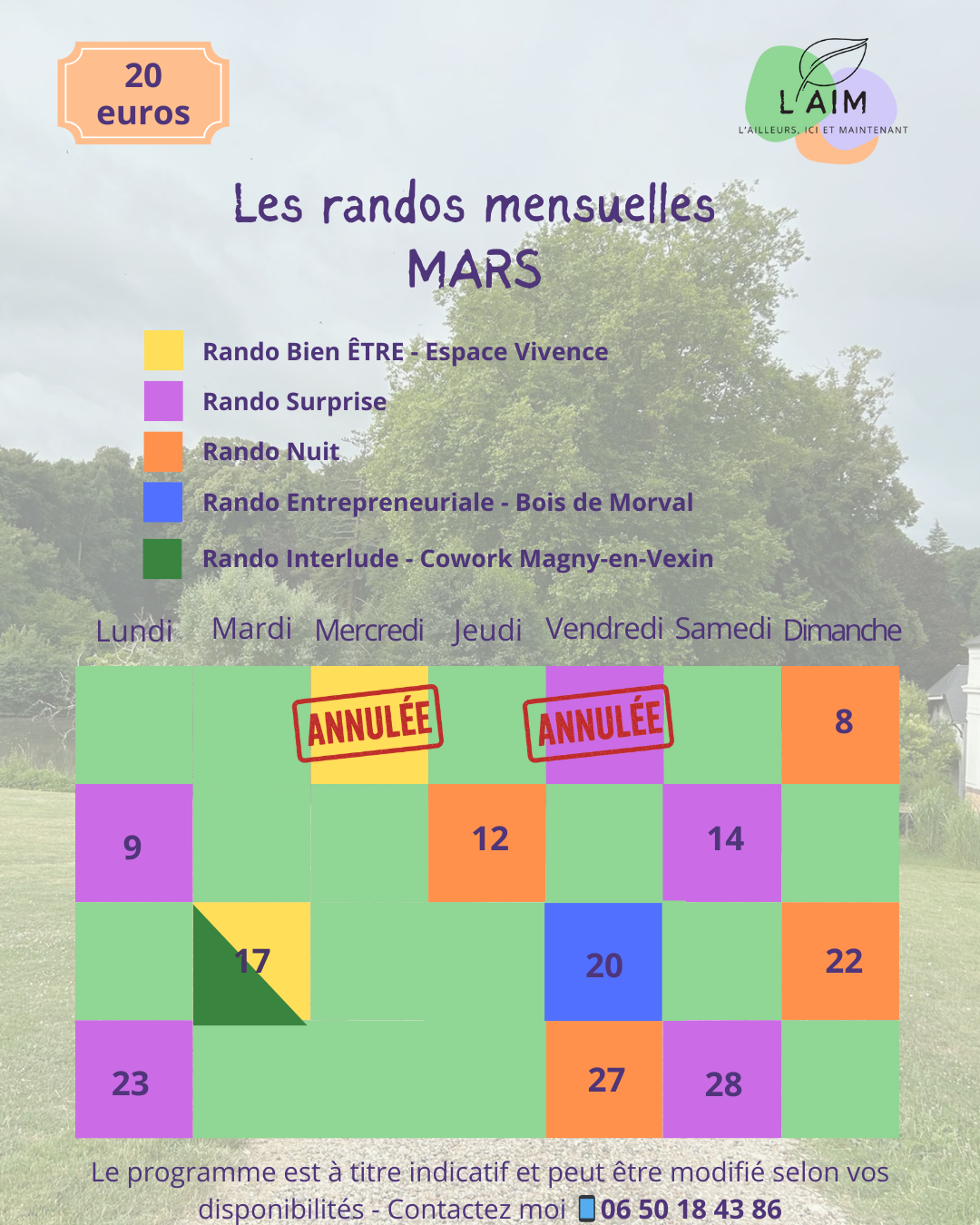 randonnées et marches dans le Vexin, programme mars 2026 