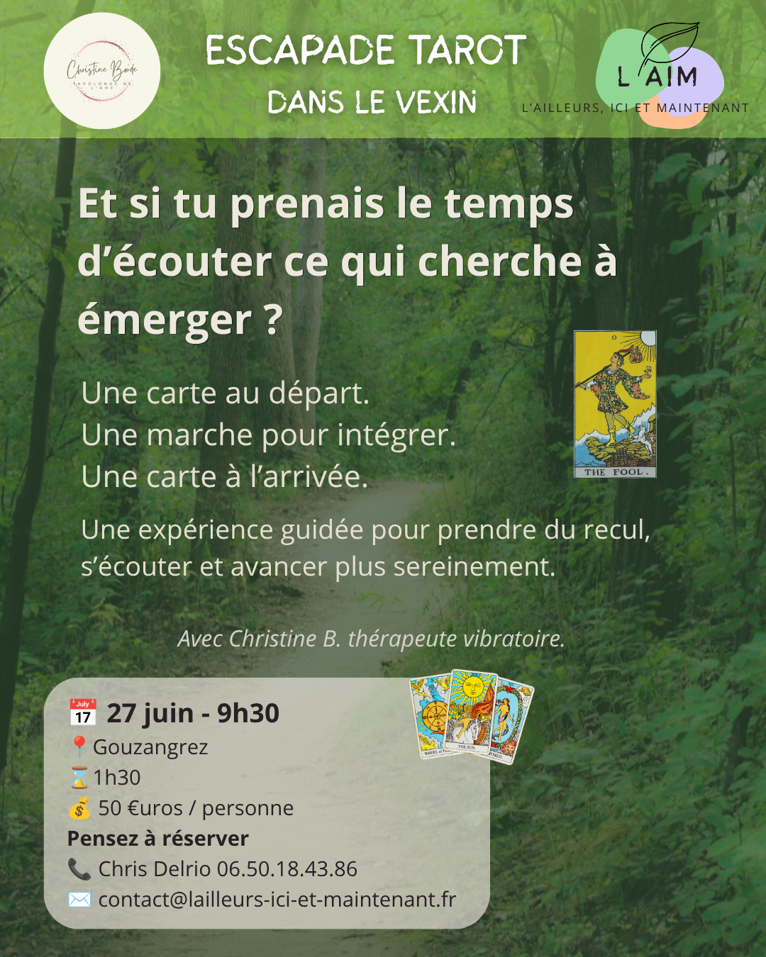 quand le tarot et la marche consciente vous aide à y voir plus clair, reconnexion à soi dans le Vexin